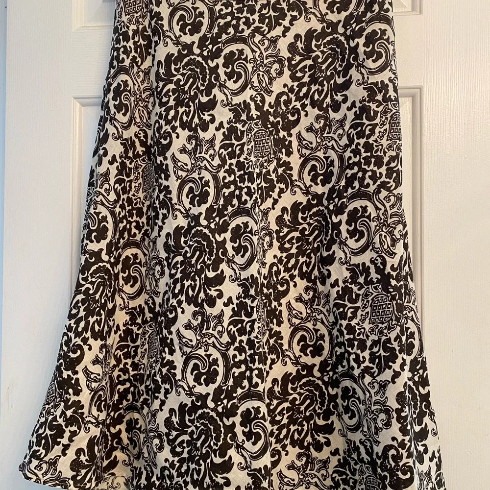 Grace Elements Floral Paisley Linen Skirt Brown & white sz 6